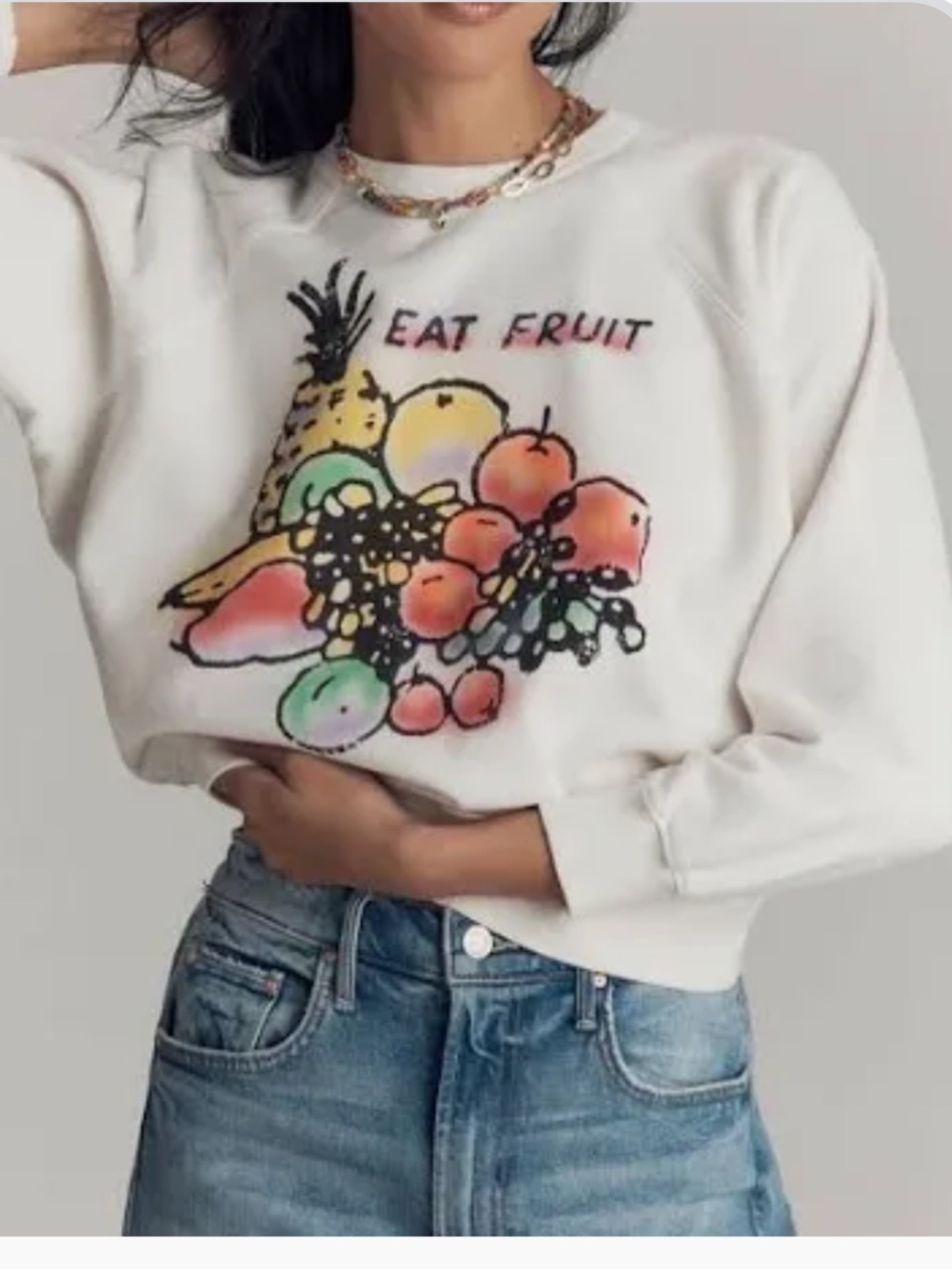 MOTHER CONCERT EAT FRUIT GRAPHIC SWEATSHIRT XL